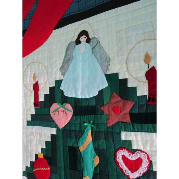 Log Cabin Christmas Tree Quilt Applique Ornaments Elves Queen Vintage 1994 GUC - Picture 5 of 16